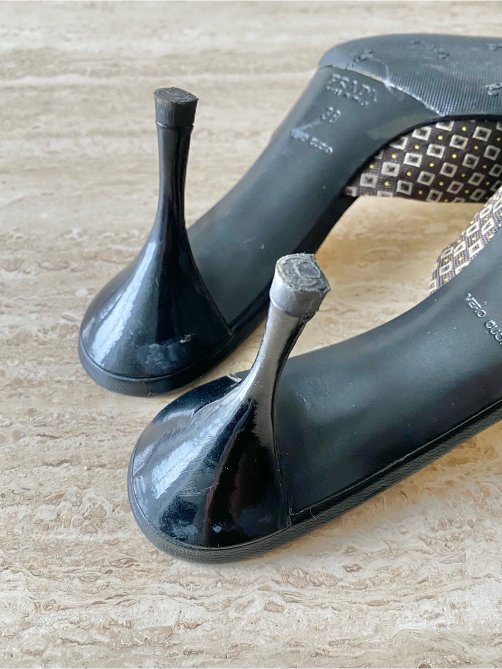 Vintage Prada Kimono Blossom Appliqué Mule Heels - Picture 10 of 11